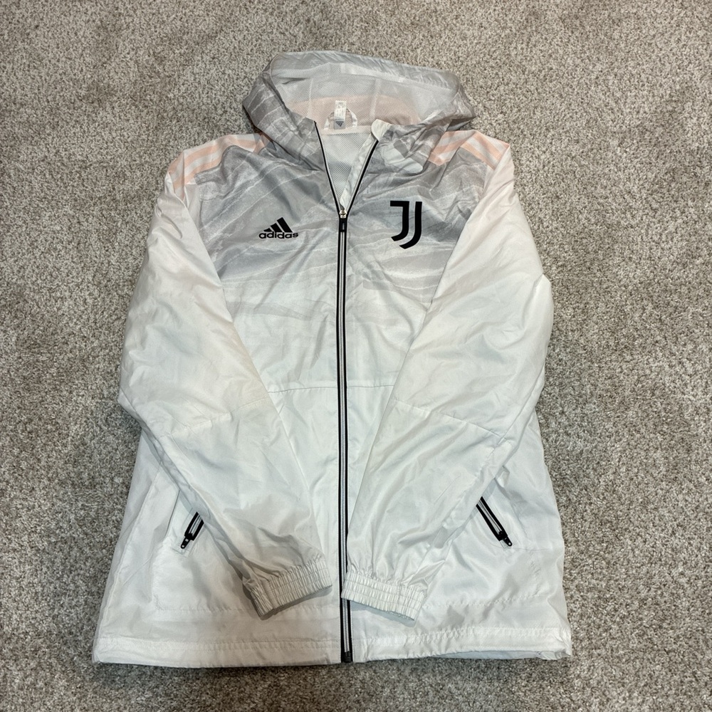 Men’s Adidas White and Black Utility Jacket with Hood
